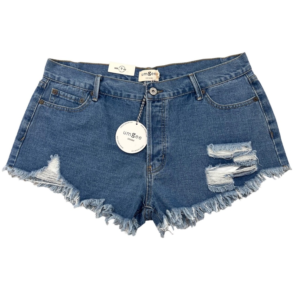 Umgee Women's Distressed Denim Jean Shorts‎ 9 New